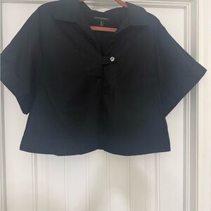 Banana Republic Black Short Sleeve Button-Down Shirt